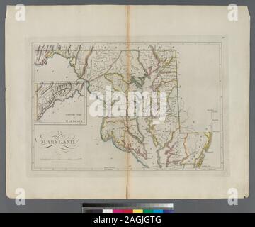 [Heading West ; 27] contenuto su t.p. NYPL copia imperfetta: 13 mappe che vogliono. Sollievo mostrato graficamente e da hachures. Citazione/Riferimento: Phillips 1372 Dotazione nazionale per le discipline umanistiche concessione per l'accesso a Mappe precoce del medio Atlantico. Riquadro: la parte occidentale del Maryland. Primo meridiani: Londra e Philadelphia. Sollievo mostrato da hachures. Nella parte superiore del margine destro: 16.; Maryland. Foto Stock