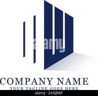Logo MW modello con lo spazio negativo Illustrazione Vettoriale