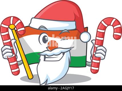 Felice bandiera niger scorrere personaggio dei fumetti a Santa con la caramella Illustrazione Vettoriale