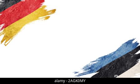 Le bandiere della Germania e dell'Estonia su sfondo bianco Foto Stock