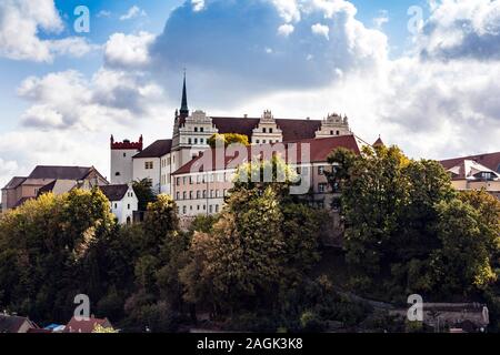 Vista sulla Sprea valle a Ortenburg Bautzen Foto Stock