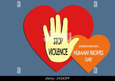 Fermare la violenza la Giornata Internazionale dei Diritti Umani la campagna Illustrazione Vettoriale
