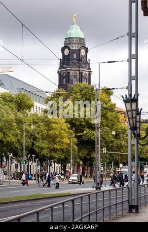 Municipio torre Dresda Foto Stock