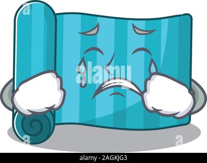 Triste pianto materassino yoga scorrere cartoon character design Illustrazione Vettoriale