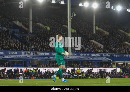 Xviii dicembre 2019, Goodison Park, Liverpool, in Inghilterra; Carabao Cup, Everton v Leicester City : Jordan Pickford (1) di Everton durante il gioco Credito: Mark Cosgrove/news immagini Foto Stock