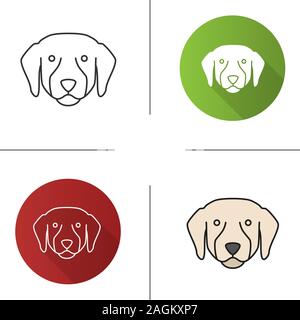 Il Labrador Retriever icona. Lab. Guida di razza del cane. Design piatto, lineare e stili colore. Isolato illustrazioni vettoriali Illustrazione Vettoriale