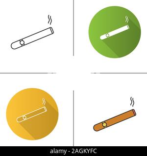 Masterizzazione di icona di sigari. Sigaretta. Zona fumatori. Design piatto, lineare e stili colore. Isolato illustrazioni vettoriali Illustrazione Vettoriale