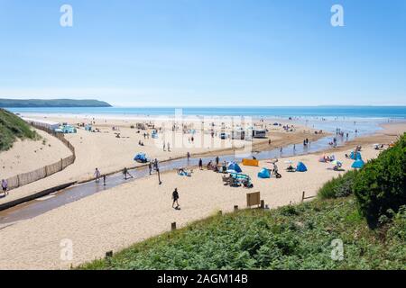 Woolacombe Sands Beach, Woolacombe, Devon, Inghilterra, Regno Unito Foto Stock