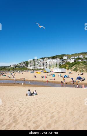 Woolacombe Sands Beach, Woolacombe, Devon, Inghilterra, Regno Unito Foto Stock