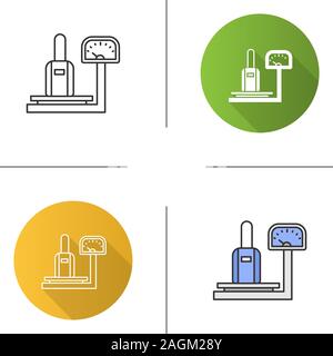 Scale di bagaglio icona. Peso per il bagaglio del controllo. Design piatto, lineare e stili colore. Isolato illustrazioni vettoriali Illustrazione Vettoriale