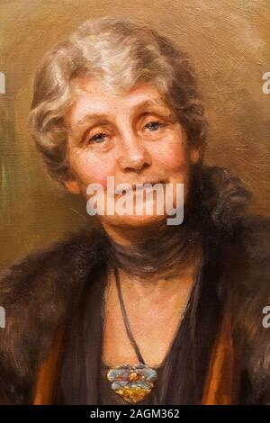 Inghilterra, Ritratto di Suffragette Emmeline Pankhurst (1858-1928) da Georgina Agnes Brackenbury datata 1927 Foto Stock