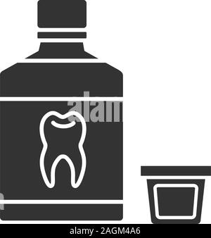 Collutorio icona glyph. Risciacquo orale. Simbolo di Silhouette. Lo spazio negativo. Vettore illustrazione isolato Illustrazione Vettoriale