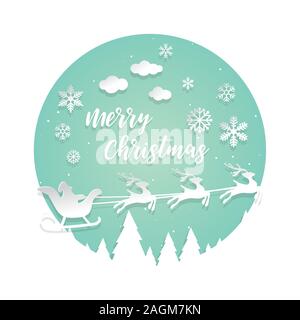 Carta tagliata santa di buon Natale e felice anno nuovo vettore. Illustrazione Vettoriale