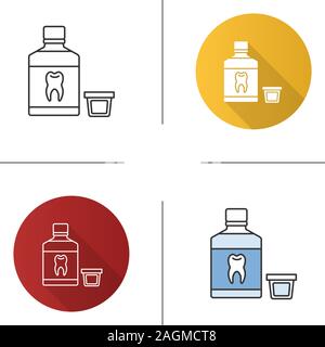 Icona di collutorio. Risciacquo orale. Design piatto, lineare e stili colore. Isolato illustrazioni vettoriali Illustrazione Vettoriale