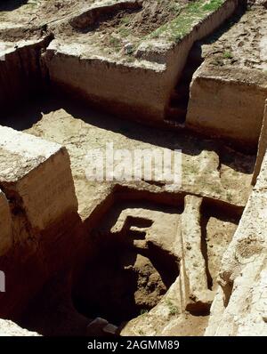 Mesopotamia. Età del Bronzo. Mari (moderno Dillo ad Hariri). Antica città semitica, sulla riva destra del fiume Eufrate. Essa è stata fondata circa 2900 BC. Rovine. La Siria. (Foto scattata prima della Siria Guerra civile) Foto Stock