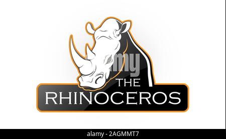 Rinoceronte su uno sfondo bianco. Rinoceronte di vettore con una stanza per il testo. Illustrazione Vettoriale