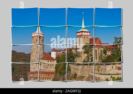 Bautzen. vista città ad alte Wasserkunst Torre e San Michaels Chiesa, Bautzen, Alta Lusazia sassone, Germania, Europa Foto Stock