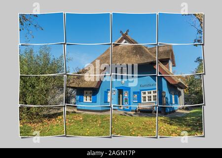 Il Kunstkaten Ahrenshoop fu costruito nel 1909, Meclemburgo-Pomerania Occidentale, Germania, Europa Foto Stock