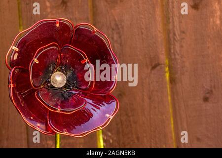 Un bellissimo vetro rosso papavero ornamento. Foto Stock