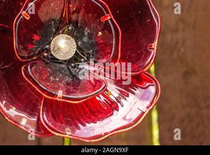 Un bellissimo vetro rosso papavero ornamento. Foto Stock