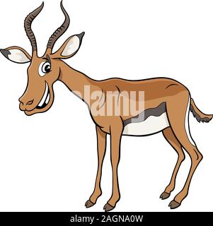 Cartoon illustrazione di Funny African Impala animale selvaggio carattere comico Illustrazione Vettoriale