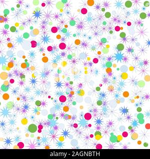 Coriandoli colorati su sfondo bianco per i messaggi di saluto festivo Foto Stock