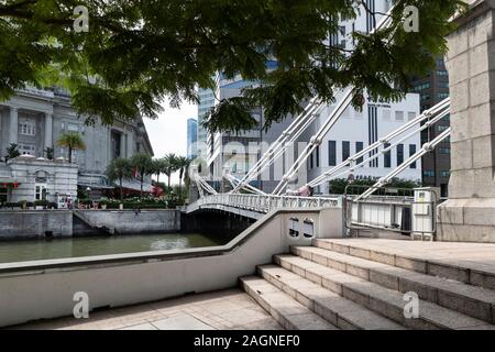 Cavenagh Ponte sul Fiume Singapore a Singapore Foto Stock