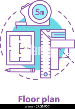 Piano piano concetto icona. Blueprint idea sottile linea illustrazione. Progetto di costruzione. Il vettore isolato disegno di contorno Illustrazione Vettoriale