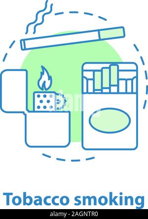 Il fumo del tabacco concetto icona. Cattiva abitudine idea sottile linea illustrazione. Sigarette e flip più leggeri. Il vettore isolato disegno di contorno Illustrazione Vettoriale