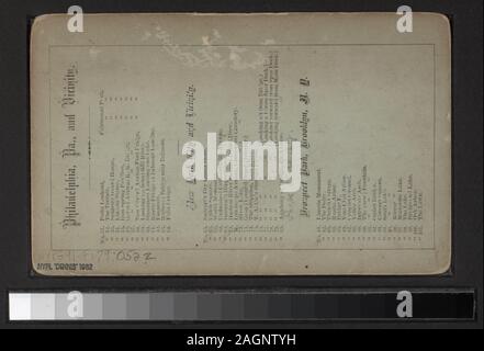 Il Park Place, NY include viste da D. Barnum, G. W. Pach, Underwood & Underwood e altri fotografi ed editori. Robert Dennis raccolta di vista stereoscopica. Le strade di Manhattan sotto 14th: Bowery, incluse le viste delle elevate, Broad Street, Canal, Centro Chataham Square Park Row, Nassau; Elizabeth, Hester strade e altre viste tenement compresi ambulanti, nuovi immigrati e neri di avvio al lavoro; Fulton Mercato e ponte di Fulton e Broadway; cinque punti; Park Place; la Stuyvesant Pear Tree al tredicesimo e 3rd. Ave.; l'uomo con un megafono si rivolge a persone circa t Foto Stock