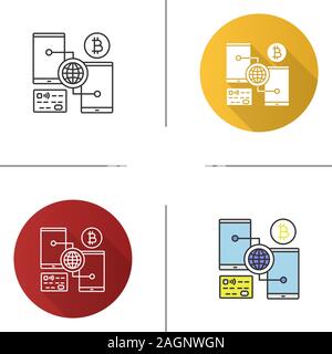 Digitale portafoglio bitcoin icona. Online transazioni cryptocurrency. Pagamento senza contanti. Design piatto, lineare e stili colore. Isolato illustrazioni vettoriali Illustrazione Vettoriale