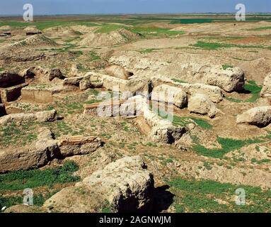 Mesopotamia. Età del Bronzo. Mari (moderno Dillo ad Hariri). Antica città semitica, sulla riva destra del fiume Eufrate. Essa è stata fondata da 2900 BC. Vista del sito archeologico. La Siria. (Foto scattata prima della Siria Guerra civile) Foto Stock