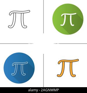 Icona di pi. Costante matematica. Design piatto, lineare e stili colore. Isolato illustrazioni vettoriali Illustrazione Vettoriale