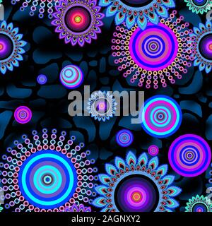 Colorato disegno geometrico. Tradizionale, etnico, folk con sfondo disegnato a mano fiori multicolori. - Illustrazione Foto Stock