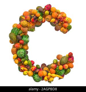 Lettera C, frutta font. 3D rendering isolati su sfondo bianco Foto Stock