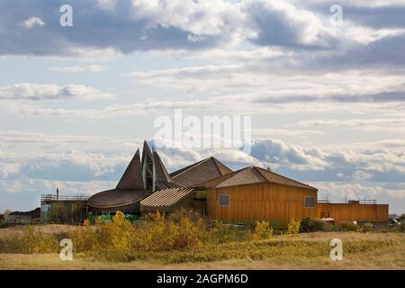 Wanuskewin Heritage Park, centro interpretativo per le culture delle popolazioni indigene delle pianure settentrionali, a Saskatchewan, Canada Foto Stock