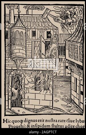 Illustrazione per il libro 'Ship degli stolti" da Sebastian Brant. Museo: Collezione privata. Autore: anonimo. Foto Stock