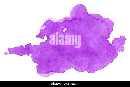 Viola pittoresco acquerello spot isolato su uno sfondo bianco. Per le congratulazioni del testo, logo o qualsiasi altro disegno. Foto Stock