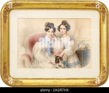 Doppio ritratto della Archduchesses Maria Theresa (1816-1867) e Maria Karoline (1825-1915). Museo: Collezione privata. Autore: Johann Nepomuk mittente. Foto Stock