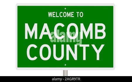 Il rendering di un verde 3d autostrada segno per Macomb County Foto Stock