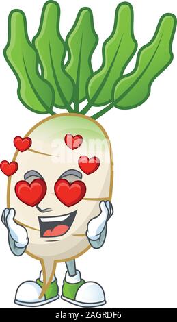 Super cute Falling in Love daikon personaggio dei fumetti Illustrazione Vettoriale