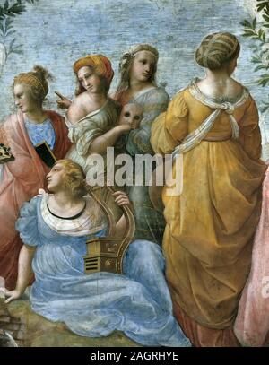 Il Parnaso. Dettaglio. (Affresco nella Stanza della Segnatura). Museo: Collezione privata. Autore: Raphael (Raffaello Sanzio da Urbino). Foto Stock