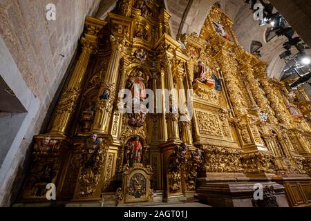 Retablo Mayor, siglo XVII, estilo barroco, Monasterio de Santa María la Real, Nájera, La Rioja, Spagna. Foto Stock