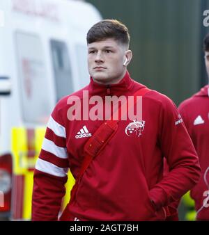 Galway Sportsgrounds, Galway, Connacht, Irlanda. Xxi Dec, 2019. Guinness Pro 14 Rugby, Connacht versus Munster; Munster bancata posteriore Jack O'Donoghue arriva al Sportsgrounds - Editoriale usare carte di credito: Azione Plus sport/Alamy Live News Foto Stock