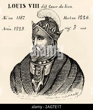 Ritratto di Luigi VIII il leone (1187 - 1226). Re di Francia dal 1223 al 1226. Casa di Capet, Capetians diretto o casa di Francia. La storia di Fran Foto Stock
