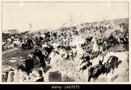 Il francese carica di cavalleria in Floing vicino a Sedan 1870. La guerra franco-prussiana. Franco-Allemande è stata una guerra che fu combattuta tra il luglio 19, 1870 e maggio Foto Stock