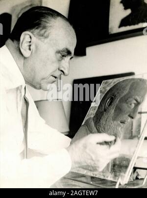 Politico italiano Presidente del Senato Cesare Merzagora, Roma, Italia degli anni sessanta Foto Stock