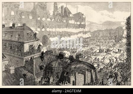 Attacco del Municipio dai ribelli, 22 gennaio 1871. L'assedio di Parigi, dal 19 settembre 1870 al 28 gennaio 1871, e la conseguente occupatio Foto Stock