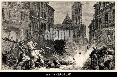 Il bombardamento della città di Saint-Denis. L'assedio di Parigi, dal 19 settembre 1870 al 28 gennaio 1871, e la conseguente occupazione della città mediante la Foto Stock