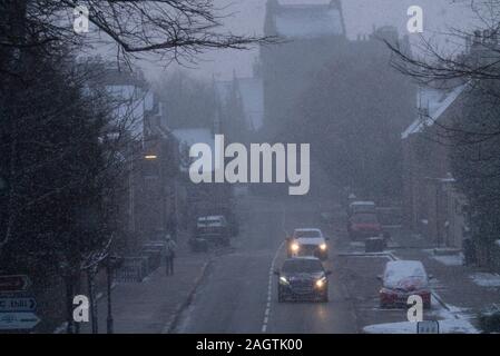 Inverno scene di strada in Dornoch Sutherland Scotland Regno Unito Foto Stock